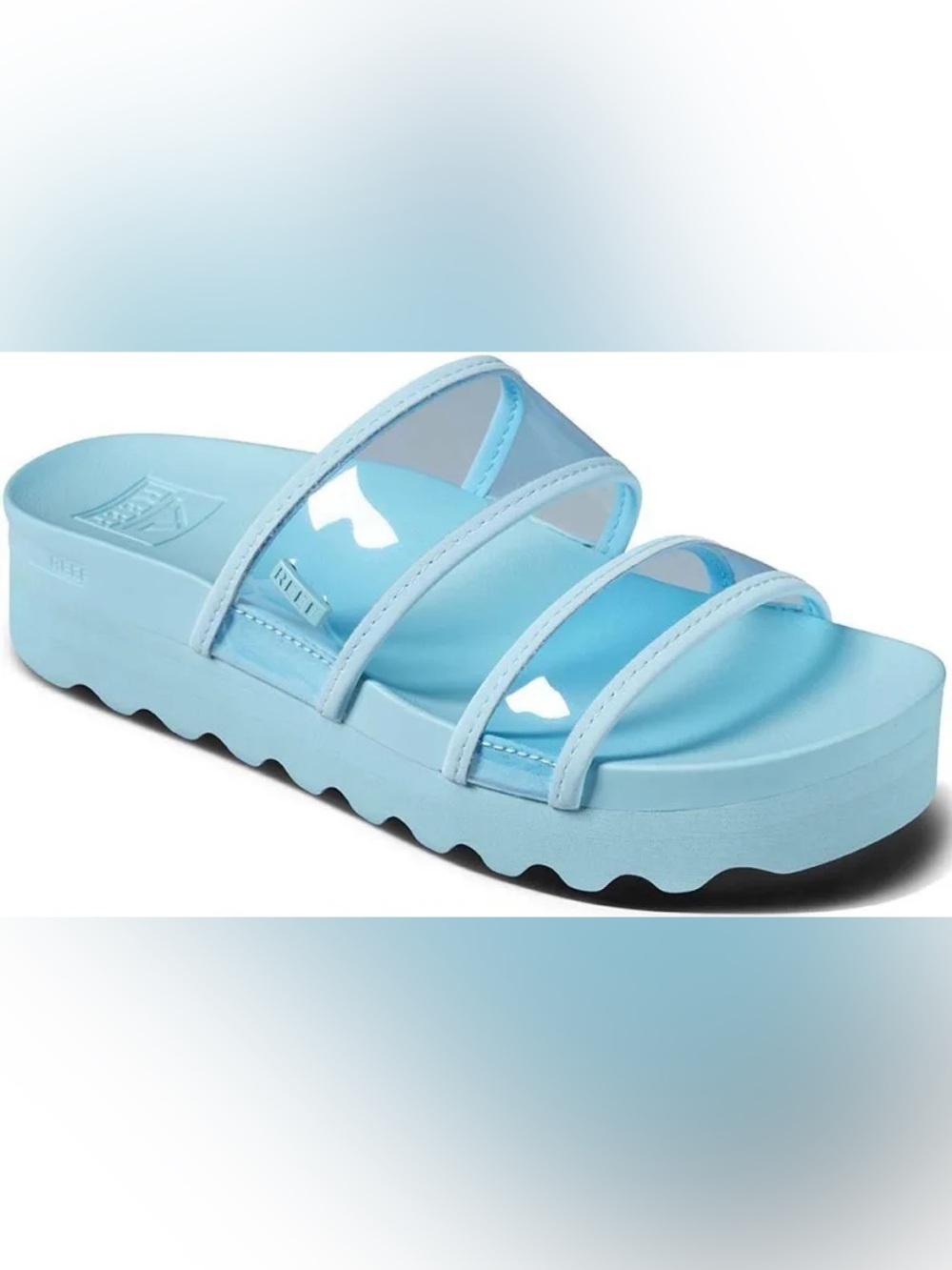 Reef Light Blue Triple-Strap Slide Sandals